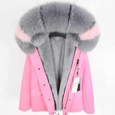 short about 72 cm OFTBUY,, парка, натуральный мех, пальто, зимняя куртка для женщин, натуральный Лисий мех, воротник, теплый, Свободный, черный, искусственный мех, подкладка, длинное пальто, отстегивается - Цвет: short about 72 cm