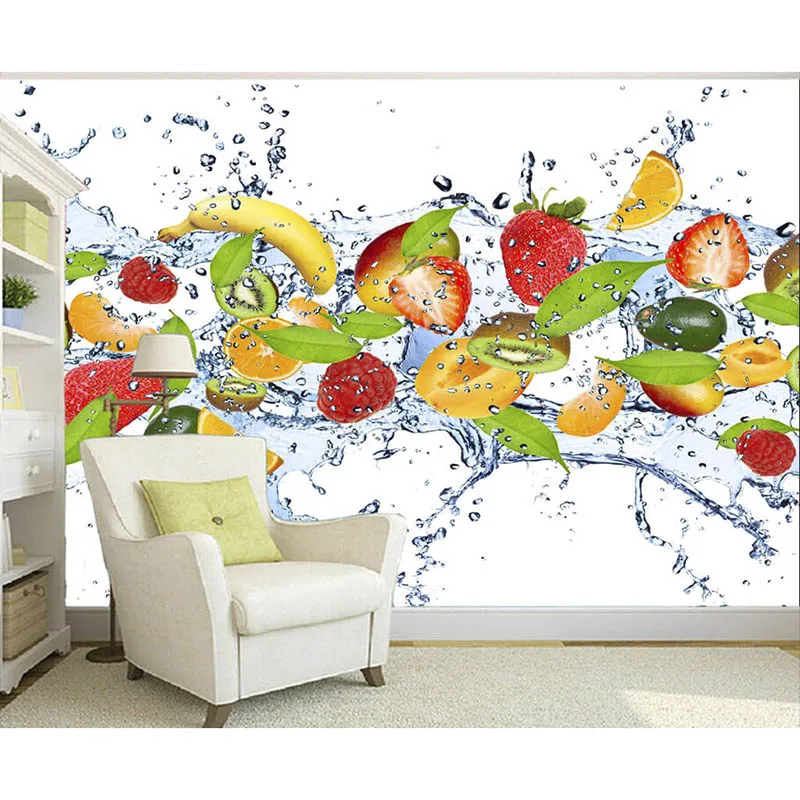 3D стены Бумага Home Decor Гостиная Wall Прохладный красочные фрукты Клубника ТВ фон