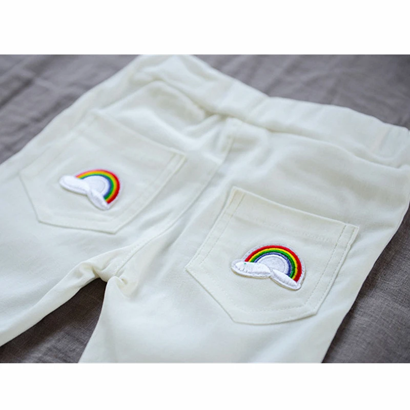 2018 Новые леггинсы для девочек Брюки осенние модные хлопковые Радуга Вышивка