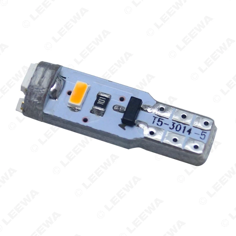 LEEWA 50 шт. автомобильный T5 5 светодиодный 3014 SMD авто клиновидный светильник