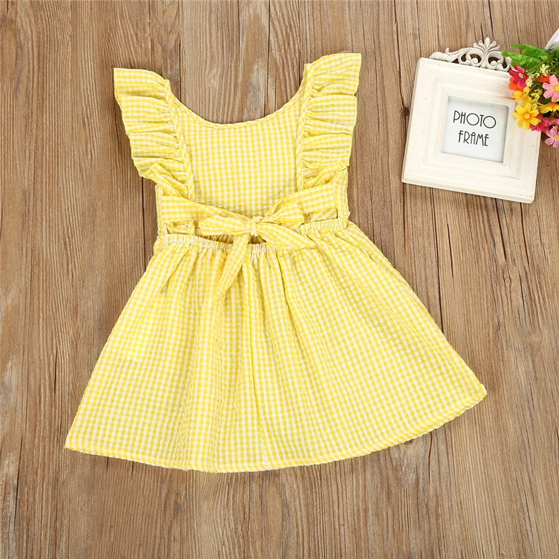 Emmababy 2-6Y kids baby girl dress long sleeve girls cotton yellow sleeveless Dresses Clothes Ruffles | Детская одежда и обувь