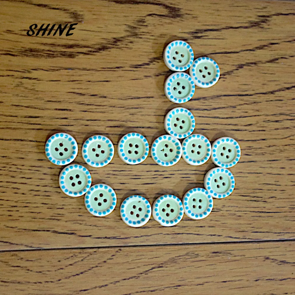 

SHINE Wooden Sewing Buttons Scrapbooking Round Light Blue Four Holes 15mm Dia. 50 PCs Costura Botones Decorate bottoni botoes