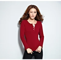 new button collar autumn winter elastic sweater women slim long sleeve tops warm basic shirt sweater outfit jumper pullover 870