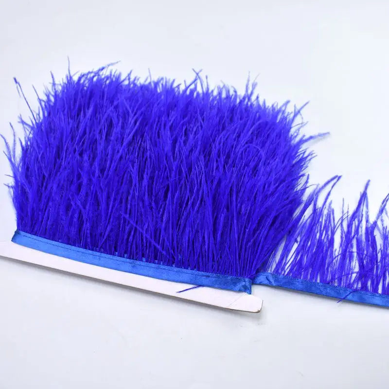 Royal blue 1 м/лот, отделка из кожи, перья страуса, 8-10 см, перья для рукоделия, рукоделия, шитья, сделай сам, платья, шлейфы, вечерние украшения - Цвет: Royal blue