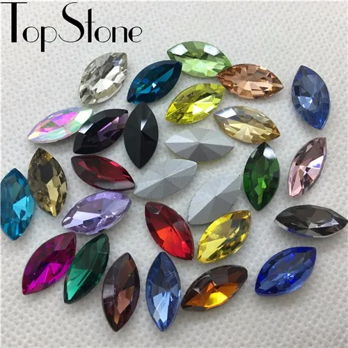 TopStone Navette Необычные камни цвета заостренный стеклянный лошадиный глаз Кристаллы ювелирные бусины 5x10,6x12,7x15,9x18,13x27,17x32 мм