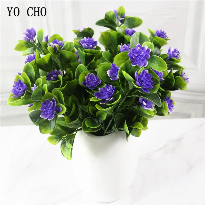 

Artificial Flowers 5Forks Lotus Flower Wedding Home Decor Green Plant Potted Engineering Decoration Plastic Magnolia Fake Flower