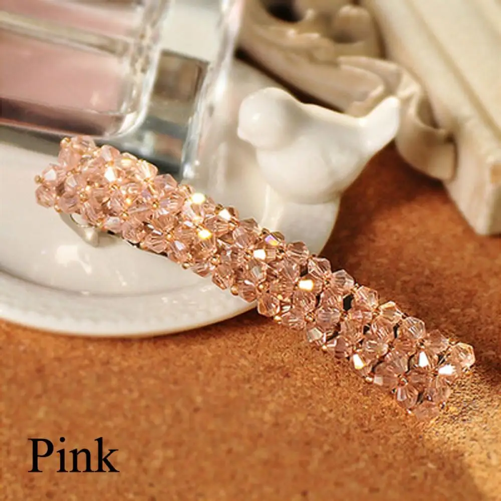 Pink 1 шт. шикарные хрустальные шпильки для волос головные уборы для женщин девочек Стразы заколки невидимки для волос заколка Инструменты для укладки аксессуары 7 цветов - Цвет: Pink