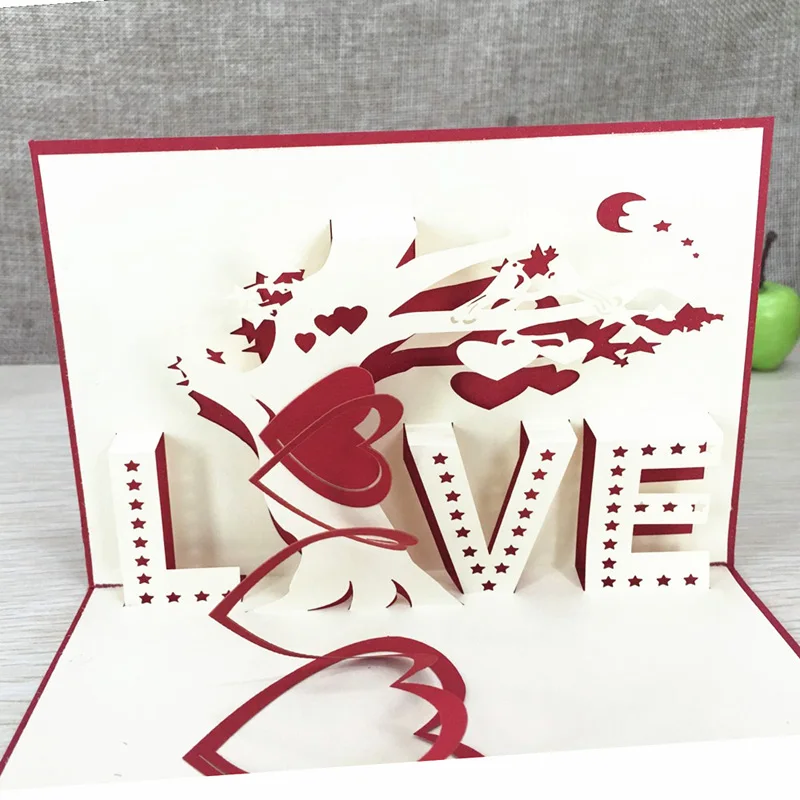 3D Поздравительные открытки с надписью Love Tree 1 шт.|greeting cards|3d greeting cardgreeting cards with envelope