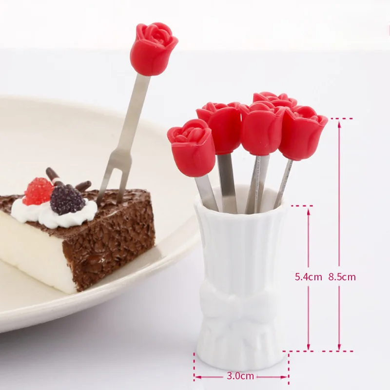 Роза десерт вилка из нержавеющей стали фрукты набор столовых приборов