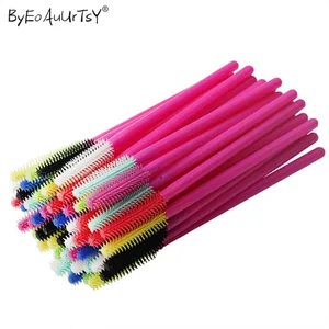 Палочки-аппликаторы для нанесения туши на ресницы, косметическая кисть, инструменты для макияжа, 200 шт., розовое силиконовая ресница, щеточки одноразовые