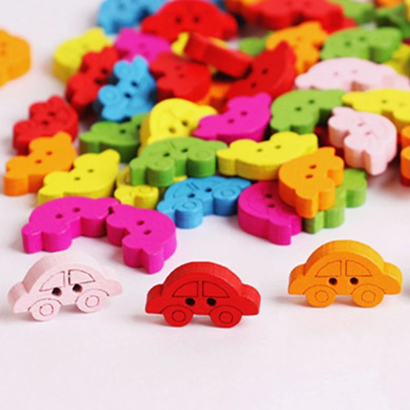 Милые вещи резьба по дереву швейная деревянная кнопка автомобиль смешанный цвет