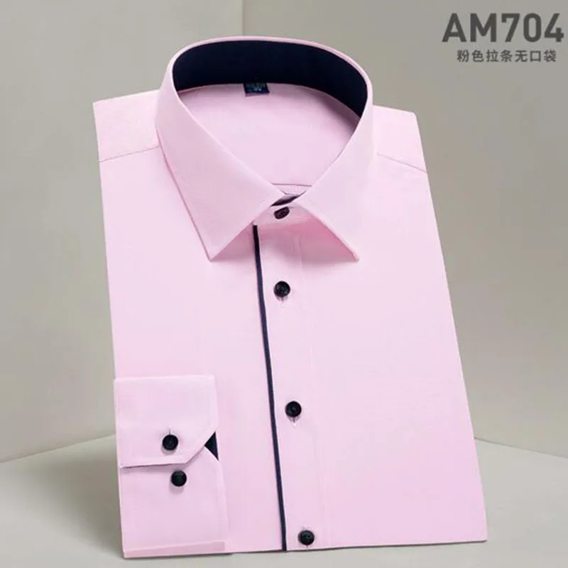 Весенне-осенние мужские однобортные рубашки с длинным рукавом Camisa однотонные из