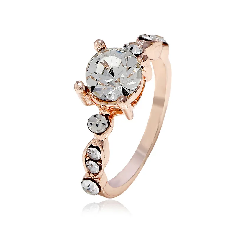2018 Австрийские кристаллы кольцо из розового золота Цвет цветок bague Обручение anillos