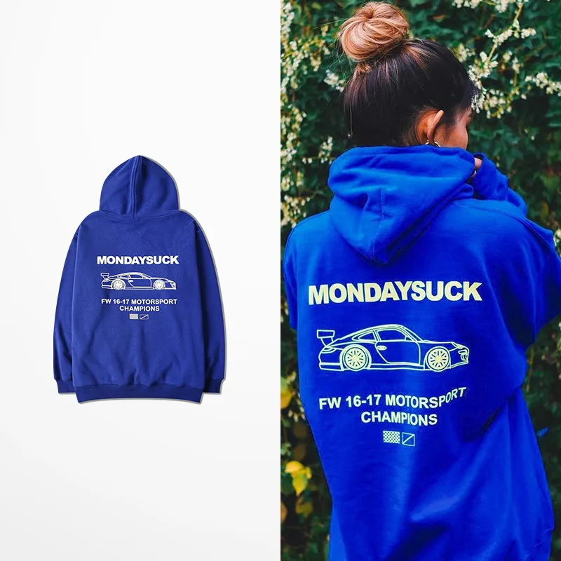 Mondaysuck автомобиля FW 16 17 автоспорта печати мужские Толстовки и кофты High Street Хип Хоп