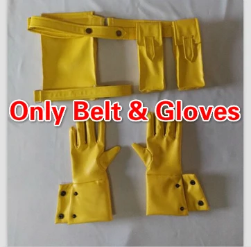 belt and gloves Высокое качество, сделанный на заказ костюм Бэтгерл, черный костюм Бэтгерл, пальто+ плащ+ перчатки+ пояс, карнавальный костюм - Цвет: belt and gloves