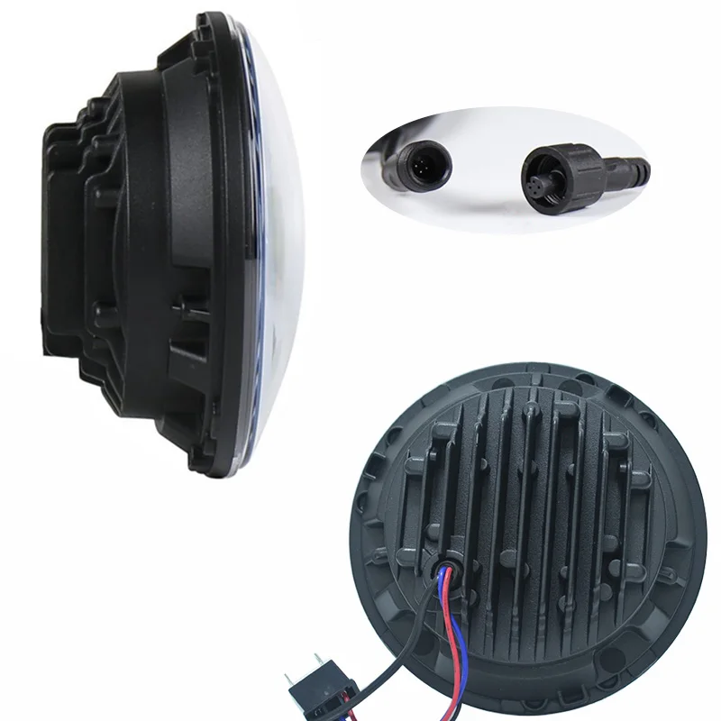 7 &quotRGB Bluetooth Управление Halo Ангел глаз светодиодный H4 фара дюймов для Jeep Wrangler Jk TJ LJ