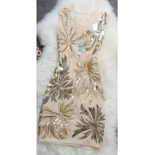 Женское вечернее платье без рукавов элегантное платье-жилет с блестками