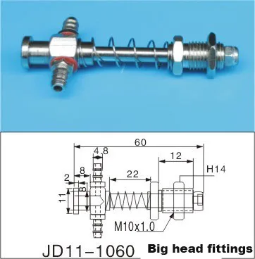 M10-11-L60 Аксессуары для роботов, фитинги с большой головкой, фитинги для пневматических вакуумных стаканчиков, фитинги для пневматических компонентов - Цвет: M10-11-L60