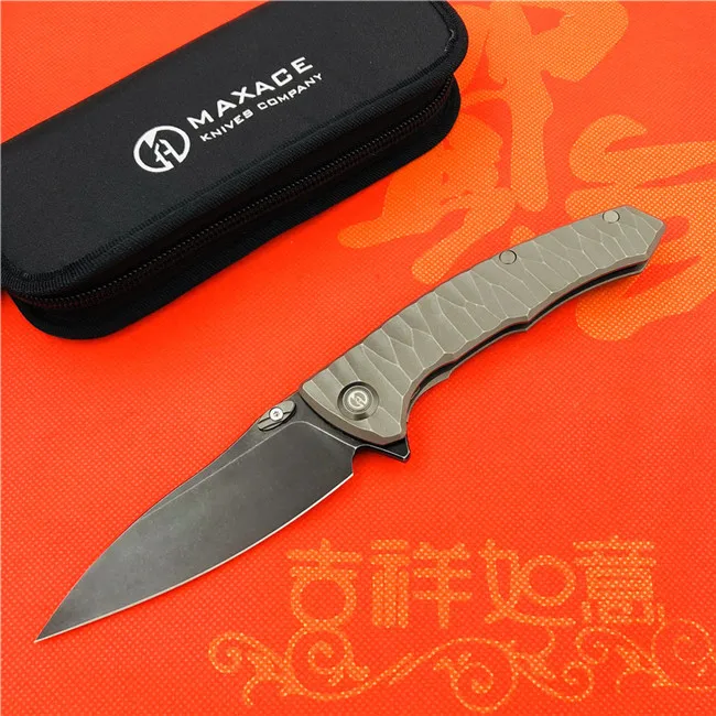MAXACE Ворон Флиппер складной нож M390 лезвие TC4 титановая ручка Открытый лагерь Охота выживания карманные Кухонные Ножи EDC инструменты - Цвет: Темно-серый