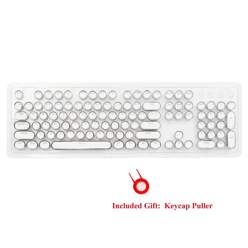 

Retro Keycaps For Mechanical Keyboard , Typewriter Round Steampunk Metal Style Double Shot Keycap Set Support Backlit