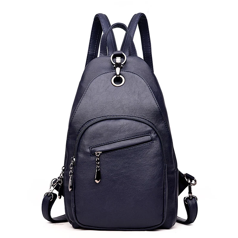dark blue backpacks Женские кожаные рюкзаки, винтажный рюкзак на грудь, Женский дизайнерский брендовый рюкзак для девочек, рюкзак для девушек - Цвет: dark blue backpacks