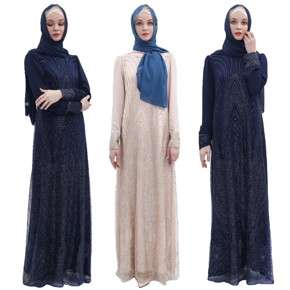 Мусульманское платье Дубай в сеточку абайя элегантный кафтан Jilbab для