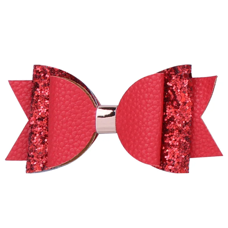 2018 Baby Girl Hair Accessories New Cartoon Children Clip Double Glitter Leather Big Bow Edge | Детская одежда и обувь