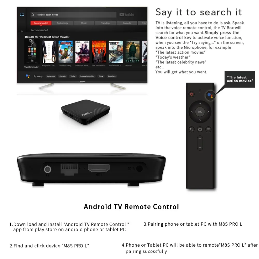 Mecool M8S PRO L Android tv Box 4K смарт бокс 3 ГБ 32 ТВ приставка Amlogic S912 Отт IP HD wifi Поддержка