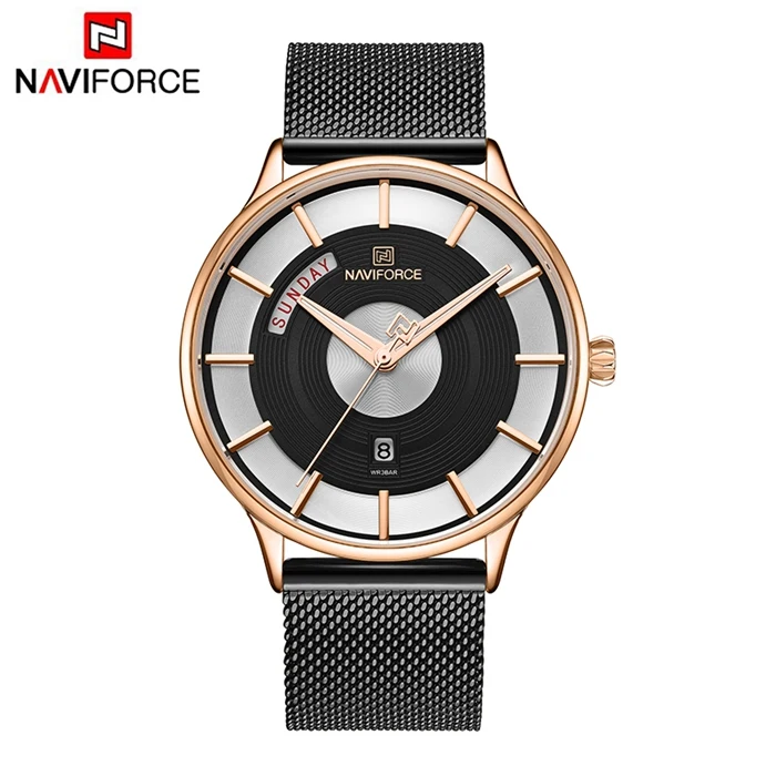RG-B NAVIFORCE мужские часы от ведущего бренда, роскошные модные мужские кварцевые наручные часы со стальным сетчатым ремешком, спортивные мужские часы, мужские часы - Color: RG-B