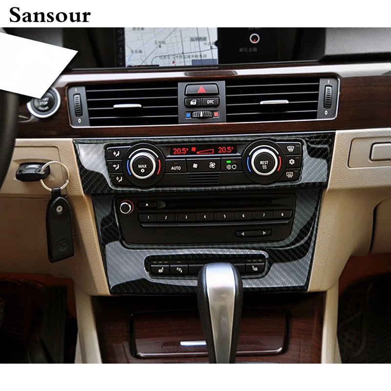 Углеродное волокно автомобильная CD панель управления внутренняя наклейка AC