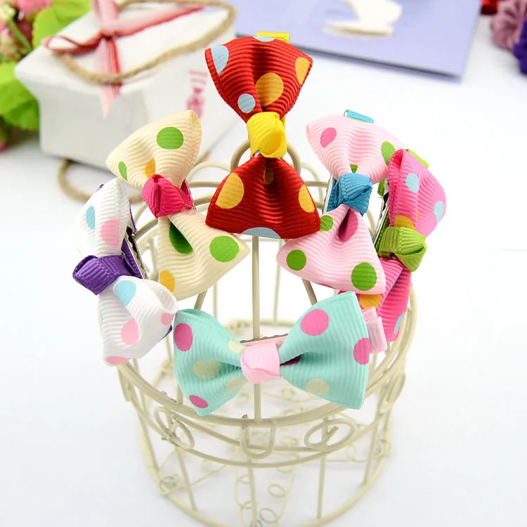 Милые заколки для волос в горошек с бантом 2 шт./лот цветами клетку аксессуары