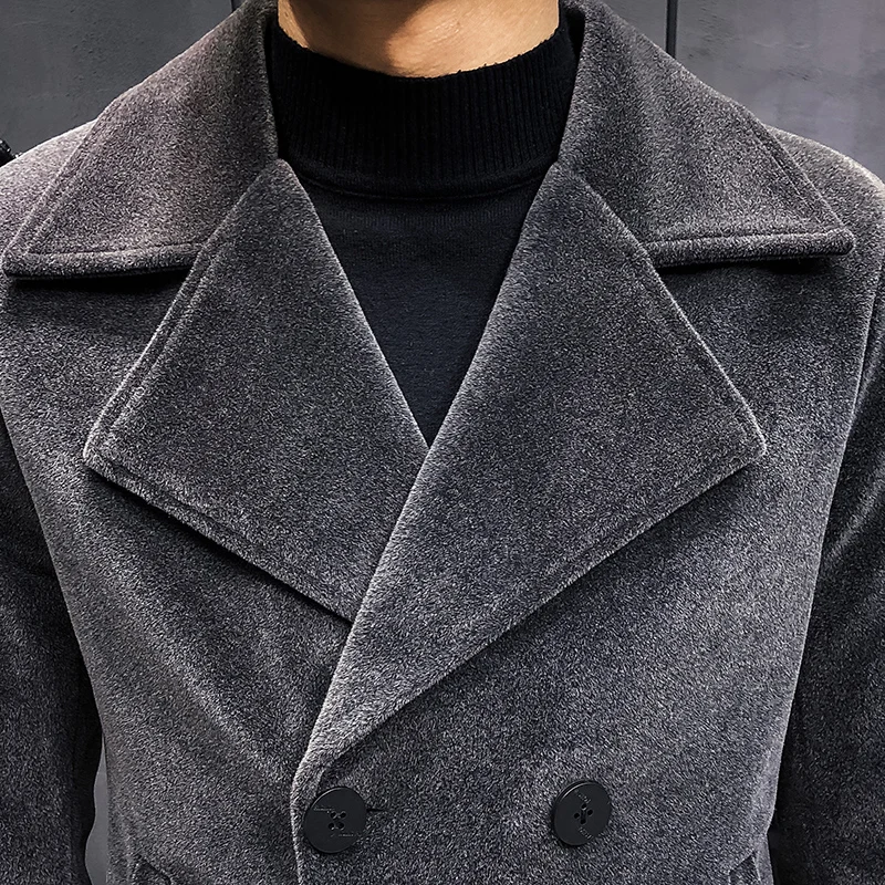 A016 P95Autumn зимние мужские короткие Стильные мини тренчи Новые пальто кардиган