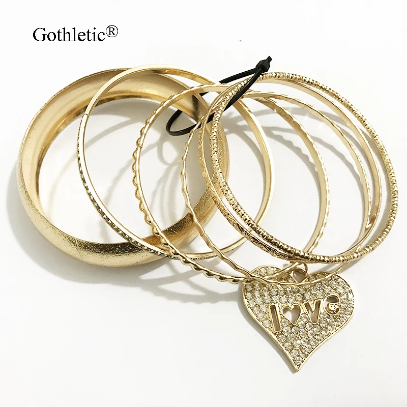 Женский браслет с замком для ключей Gothletic набор из 6 шт./лот золотистого цвета со