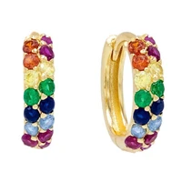 colorful rainbow hoop earring small mini hoops silver color gold fashion classic women jewelry