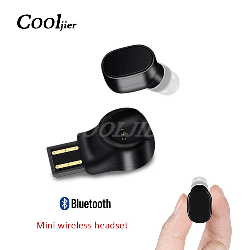 COOLJIER X12 мини Bluetooth гарнитура Портативный беспроводной Bluetooth наушники для iphone 8x7 USB Магнитная Зарядка спортивные наушники