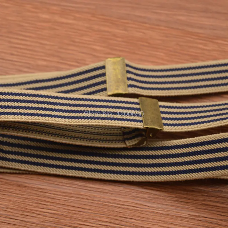 Подтяжки с 3 зажимами винтажные регулируемые бронзовые подтяжки в полоску модная