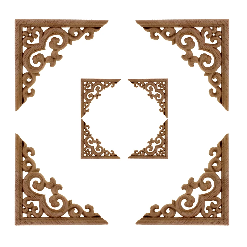 Аппликации из натурального дерева с цветочной резьбой для мебели шкафа