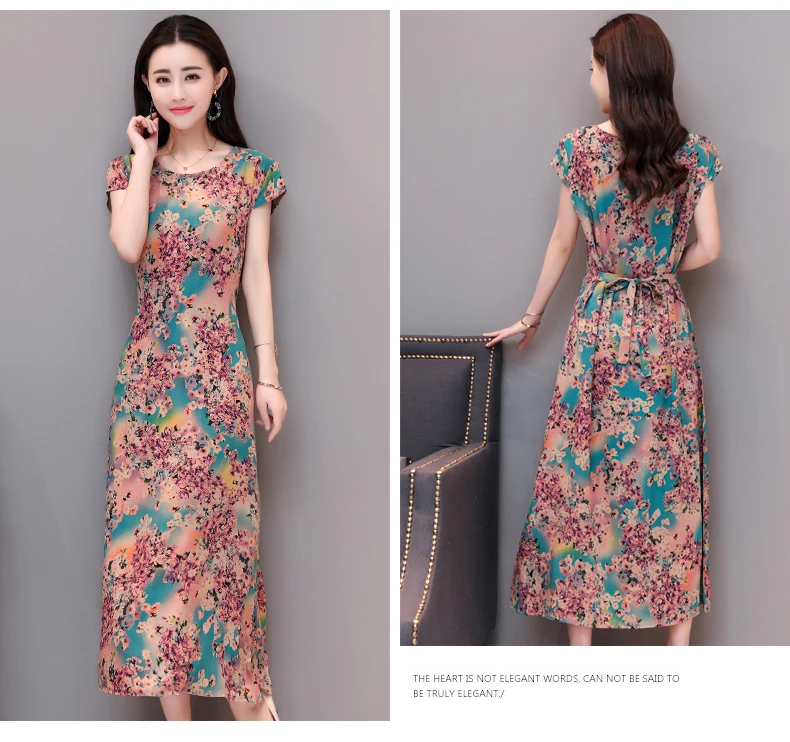 Vestidos mujer, ограниченная серия, новинка, с круглым вырезом, до середины икры, Vestido, Longo, Vanled, платье, женское, с коротким рукавом, круглый вырез, длинное, с принтом, тонкое