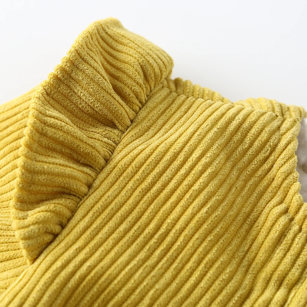 Dream Cradle/2019 Spring Autumn Corduroy Baby Girls Dress/Mustard Yellow Frocks Girl | Детская одежда и обувь