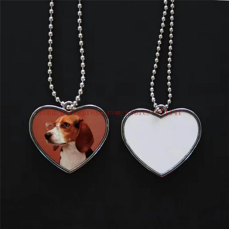 

sublimation Dog Tag heart necklaces pendants hot transfer printing diy blank custom consumables 10pcs/lot 001 print two sides
