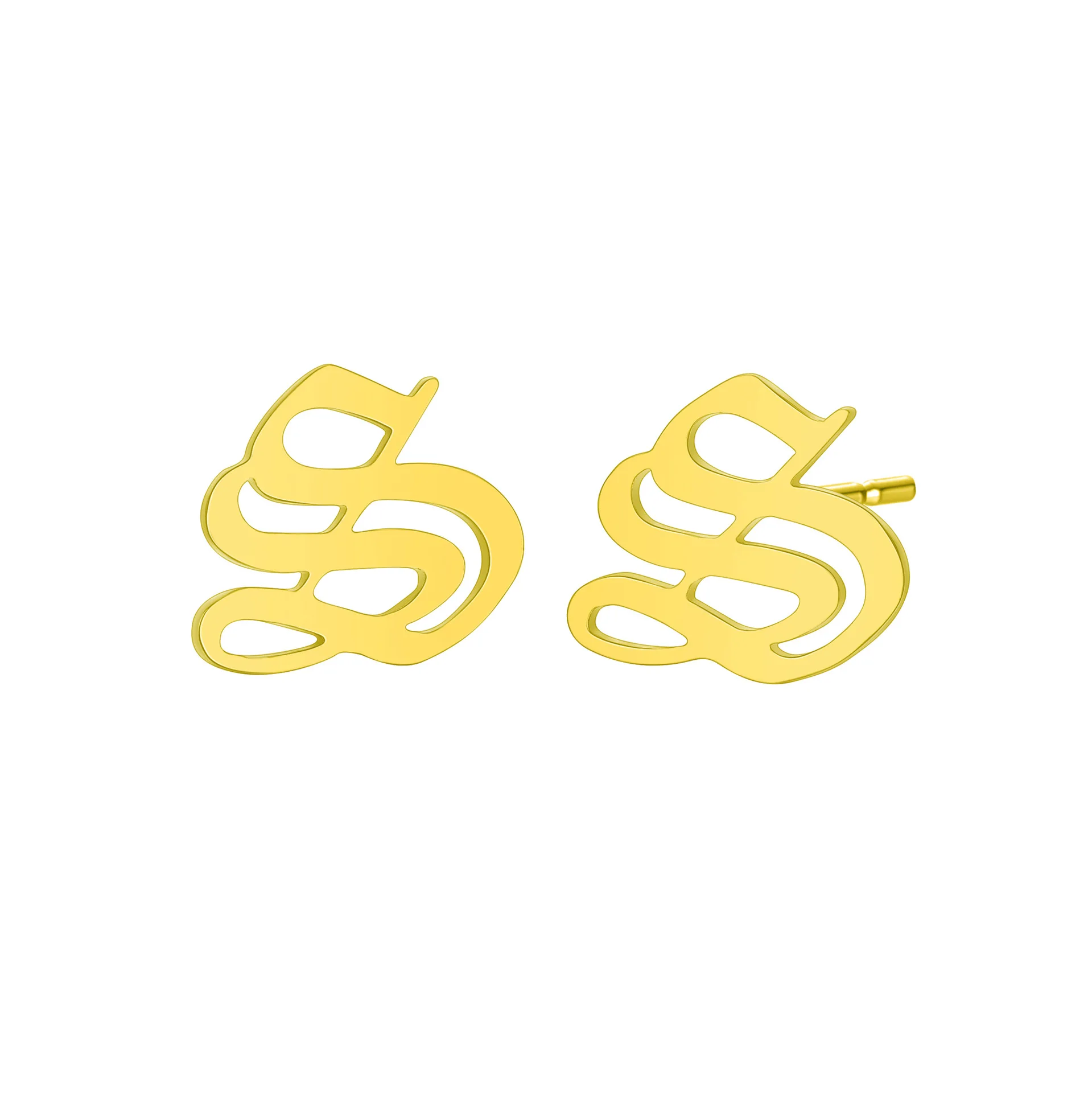 Серьги гвоздики в форме букв S из нержавеющей стали|Серьги-гвоздики| |
