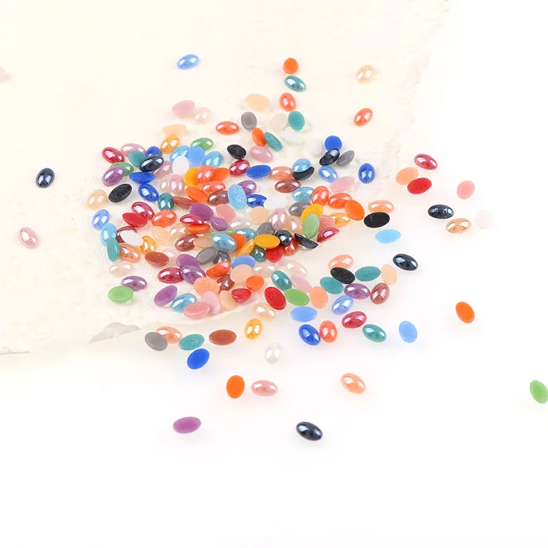 500 шт./компл. цветные овальные керамические бусины с плоской задней стороной DIY