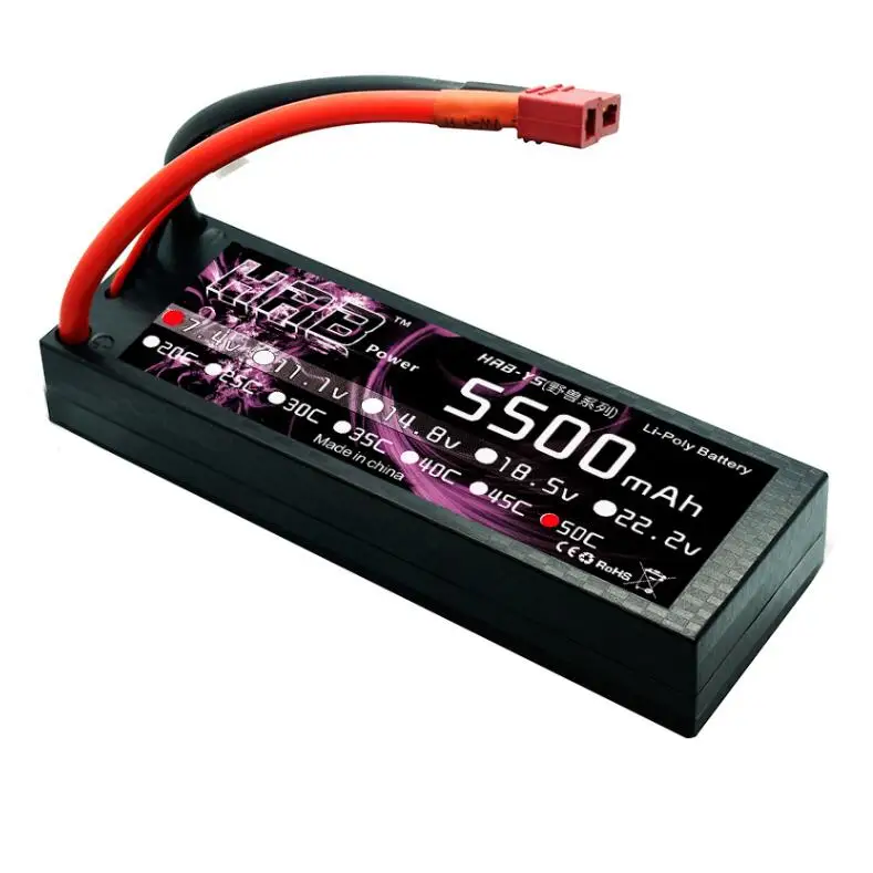 Аккумулятор HRB 2S 7 4 в ру Lipo Жесткий Чехол для Traxxas 3300 Scx10 4200 6000 мАч 7000 8000 1/10 100C |