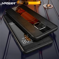 for huawei mate 20 pro x genuine leather case huawei mate 20 pro rs phone protection hybrid windows view true leather case cover