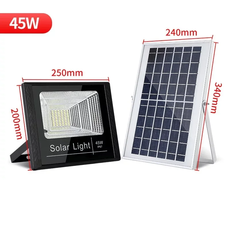 45W 10W25W45W120W Открытый Солнечный уличный световой поток Наружное освещение яркая Водонепроницаемая большая солнечная панель дистанционный настенный светильник - Испускаемый цвет: 45W