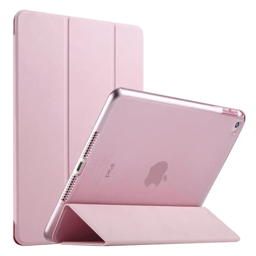 Розовый Для ipad Mini 4 Чехол прозрачная задняя крышка флип из искусственной кожи чехол для Apple ipad Mini 4 Coque чехол смарт-Стенд АВТО спящий Пробуждение - Цвет: Розовый