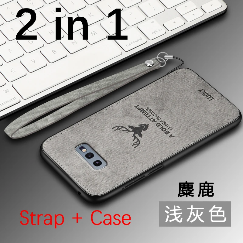 Deer-2in1-Gray Накладка Олень чехол s Прочный ТПУ чехол для samsung galaxy S10 lite S8 S9 Plus Note 8 9 ремешок магнитный автомобильный держатель удача Лось - Цвет: Deer-2in1-Gray