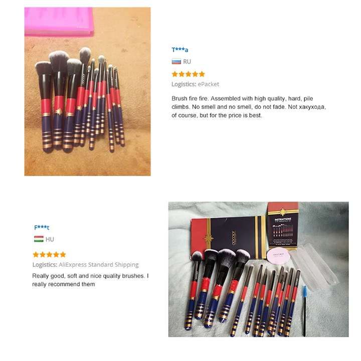 Docolor 12PCS Набор кистей для макияжа Косметическая основа Пудра Румяна Тени для век Губная помада Макияж Кисть Набор инструментов Maquiagem