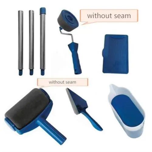 Blue without seam 8 шт. многофункциональный DIY валик для краски набор инструментов Ho использовать держать использовать стены декоративная ручка флокированные Edger краски ing кисти инструмент - Цвет: Blue without seam