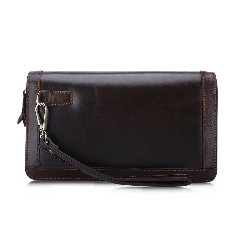 Мужской клатч из натуральной кожи с двойной молнией | Багаж и сумки